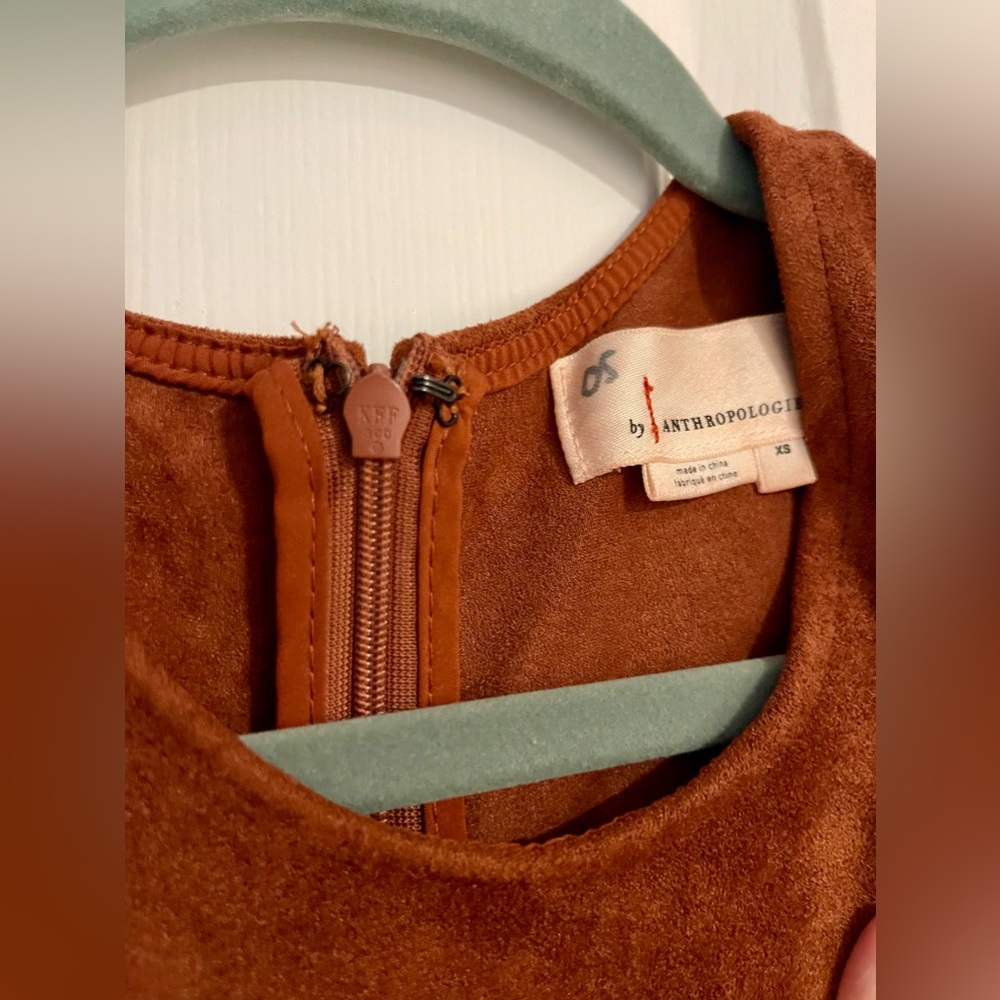 Anthropologie Camel-colored Faux Suede Jumpsuit size XS - Picture 4 of 6